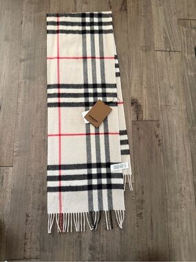 Burberry Check Cashmere Scarf - Cream, Black, Red, Gray